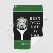 BESTE DOG DAD VAN PAR Foto gepersonaliseerd zwart- Golfhanddoek (Insitu)