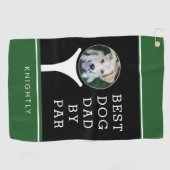 BESTE DOG DAD VAN PAR Foto gepersonaliseerd zwart- Golfhanddoek (Horizontaal)