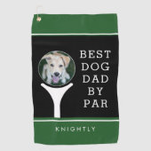 BESTE DOG DAD VAN PAR Foto gepersonaliseerd zwart- Golfhanddoek (Voorkant)