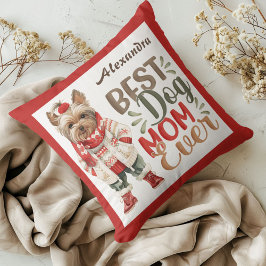 Beste Dog Mam Ooit Waterverf Yorkie Red Custom Kussen