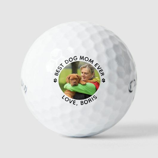 Beste DOG MOM ooit Persoonlijke foto van Pet Calla Golfballen (Voorkant)