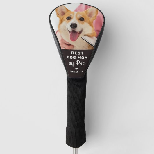 Beste DOG MOM op basis van Par Custom Photo Moeder Golfheadcover (Voorkant)