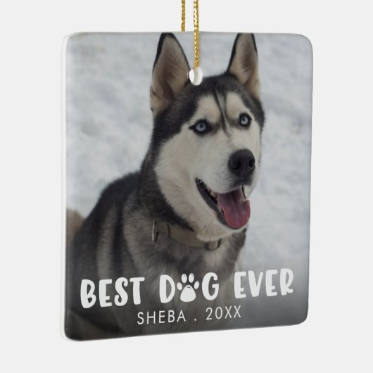 BESTE DOG OOIT Pauw Druk persoonlijke foto af Keramisch Ornament (Rechts)