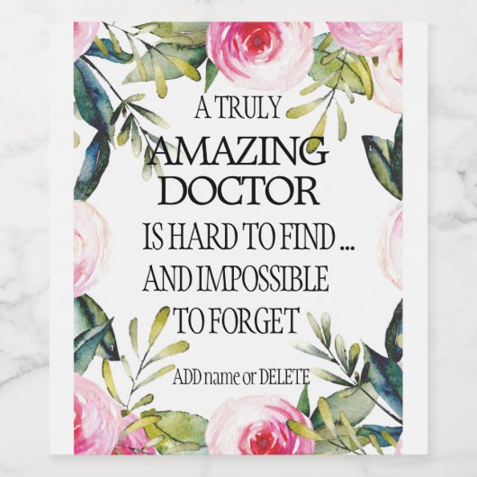 Beste dokter cadeau bedankt je waardering wijn etiket (Enkel label)