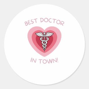 Beste Dokter in de Stad Hart Medisch ontwerp Ronde Sticker