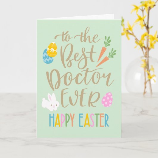 Beste dokter ooit blij Pasen Typografie Kaart (Gele Bloem)