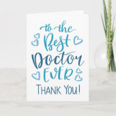 Beste dokter ooit Dank u Typografie in blauw Kaart (Voorkant)