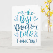 Beste dokter ooit Dank u Typografie in blauw Kaart (Gele Bloem)