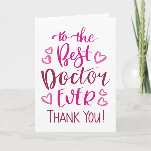 Beste dokter ooit Dank u Typografie in roze Kaart (Voorkant)