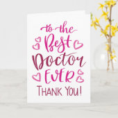 Beste dokter ooit Dank u Typografie in roze Kaart (Gele Bloem)