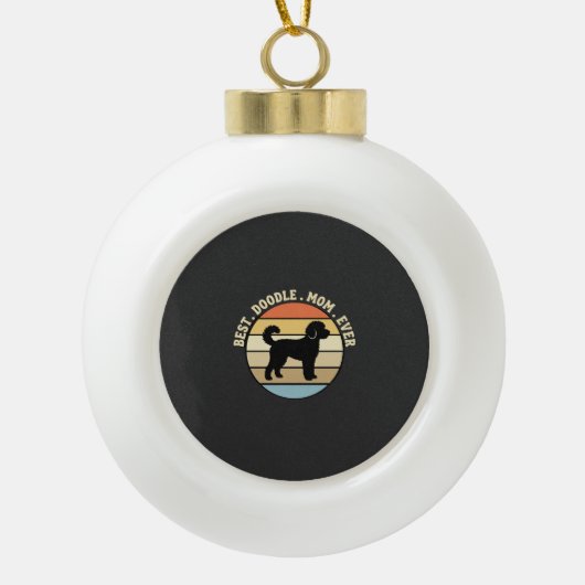 Beste Doodle Moeder Ooit Retro Hond Keramische Bal Ornament (Voorkant)