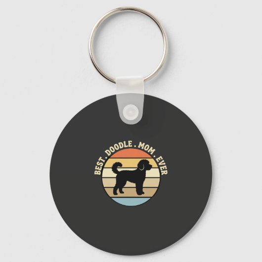 Beste Doodle Moeder Ooit Retro Hond Sleutelhanger (Voorkant)