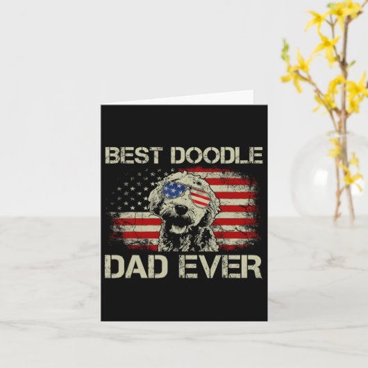 Beste Doodle Papa Ooit Goldendoodle 4 juli Cadeau Kaart (Gele Bloem)