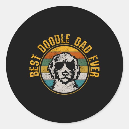 Beste Doodle Papa Ooit Goldendoodle Gouden Doodle Ronde Sticker (Voorkant)