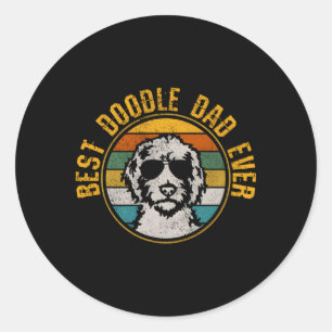 Beste Doodle Papa Ooit Goldendoodle Gouden Doodle Ronde Sticker