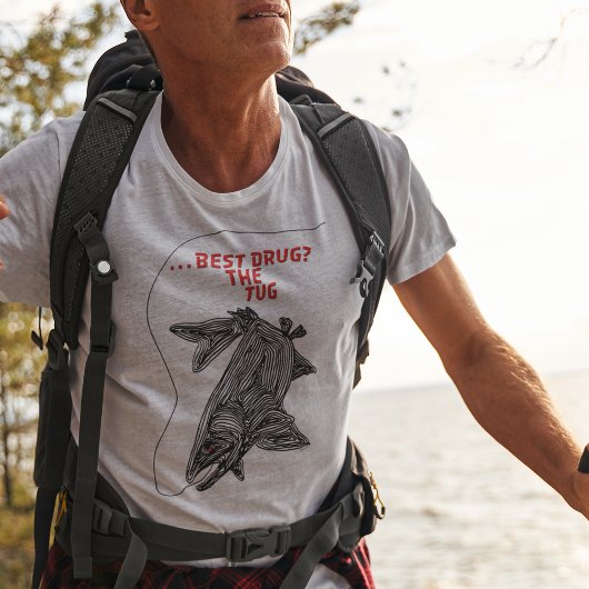 BESTE DRUG VISSEN LINE TUG ZWART ROOD T-SHIRT