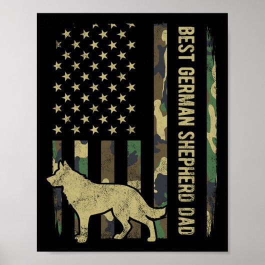Beste Duitse Herdershond Vader Camouflage Amerikaa Poster (Voorkant)