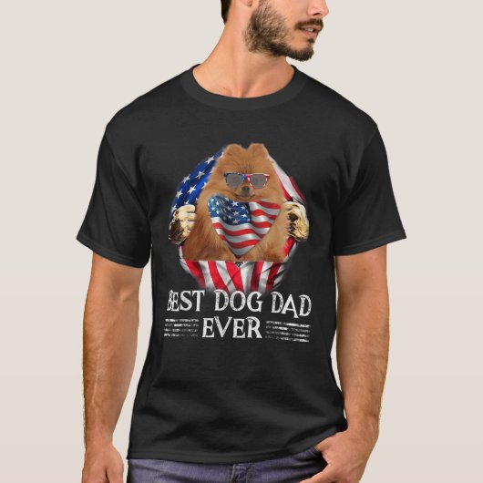 Beste Duitse Spitz Dad Amerikaanse vlag 4 juli GI T-shirt (Voorkant)
