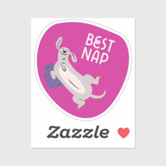 Beste dutje schattige geïllustreerde hond fuchsia sticker (Vel)