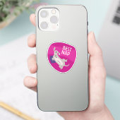 Beste dutje schattige geïllustreerde hond fuchsia sticker (Telefoon)