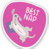 Beste dutje schattige geïllustreerde hond fuchsia sticker (Voorkant)