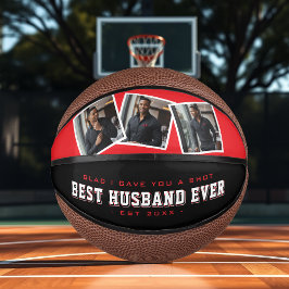 Beste echtgenoot ooit 3 foto collage rood & zwart basketbal