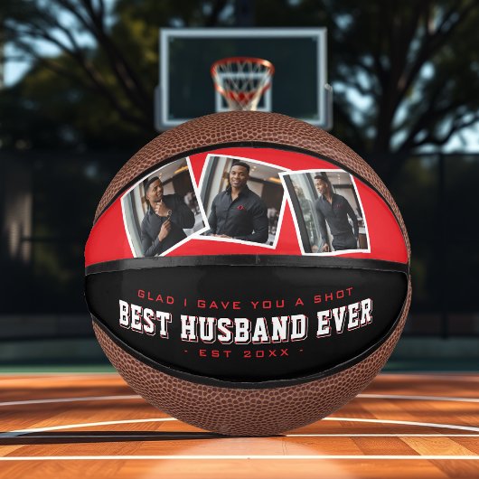 Beste echtgenoot ooit 3 foto collage rood & zwart basketbal
