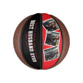 Beste echtgenoot ooit 3 foto collage rood & zwart basketbal (Verticaal)