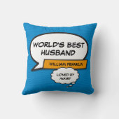 Beste echtgenoot ter wereld Cool Fun Comic Blauw Kussen (Achterkant)