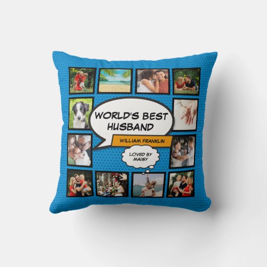 Beste echtgenoot ter wereld Leuk foto collage Kussen (Achterkant)