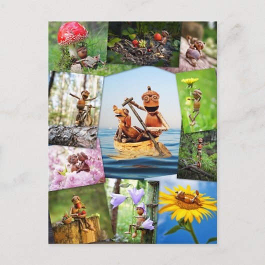 Beste eikel elfen foto's mozaïek postcrossing briefkaart (Voorkant)