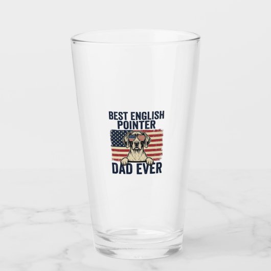 Beste Engelse Pointer Vader Ooit Patriotische Hond Glas (Voorkant)