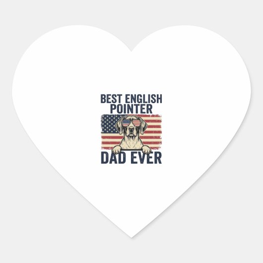 Beste Engelse Pointer Vader Ooit Patriotische Hond Hart Sticker (Voorkant)