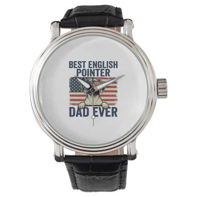 Beste Engelse Pointer Vader Ooit Patriotische Hond Horloge (Voorkant)