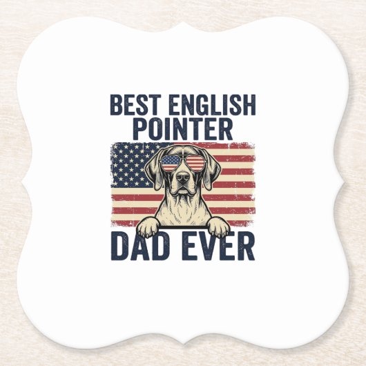 Beste Engelse Pointer Vader Ooit Patriotische Hond Kartonnen Onderzetters (Voorkant)