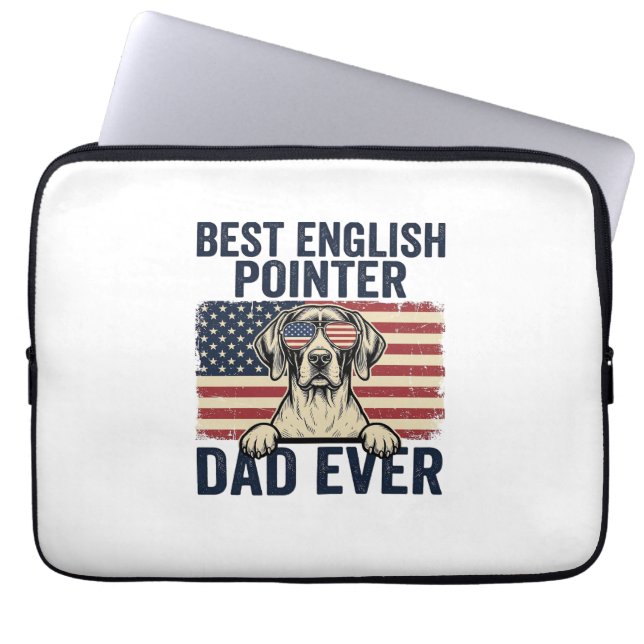 Beste Engelse Pointer Vader Ooit Patriotische Hond Laptop Sleeve (Voorkant)