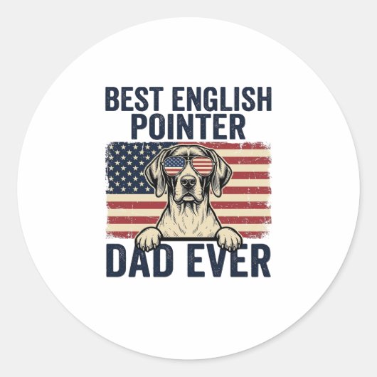 Beste Engelse Pointer Vader Ooit Patriotische Hond Ronde Sticker (Voorkant)