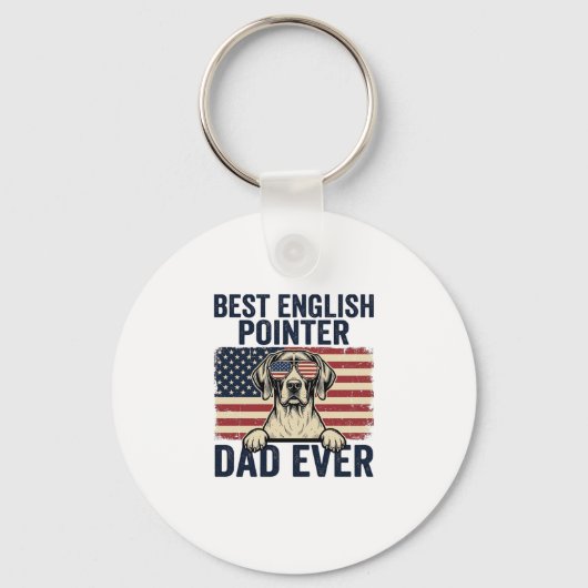 Beste Engelse Pointer Vader Ooit Patriotische Hond Sleutelhanger (Voorkant)