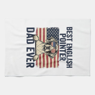 Beste Engelse Pointer Vader Ooit Patriotische Hond Theedoek
