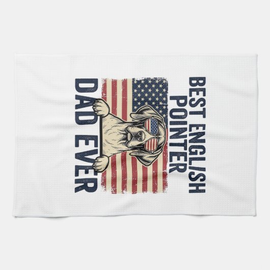 Beste Engelse Pointer Vader Ooit Patriotische Hond Theedoek (Horizontaal)