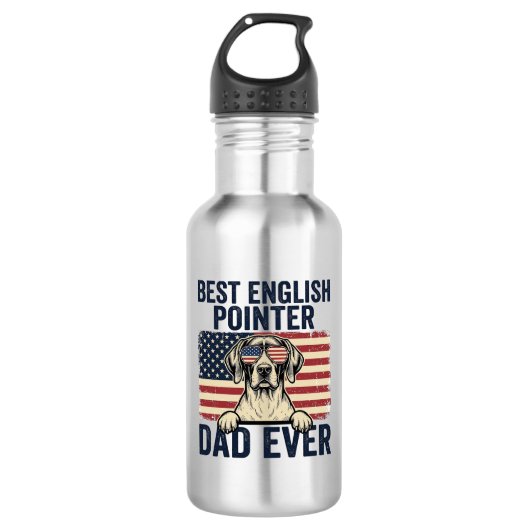 Beste Engelse Pointer Vader Ooit Patriotische Hond Waterfles (Voorkant)