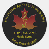 Beste esdoornsiroop rode blad in herfst kleur harm ronde sticker (Voorkant)