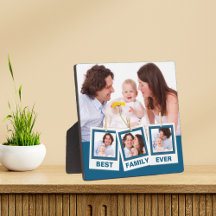Beste Familie Ooit Aangepaste 4 Foto Collage Blauw