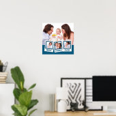 Beste familie ooit aangepaste blauwe 4 foto-collag poster (Thuiskantoor)