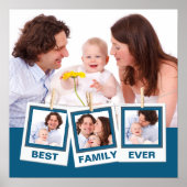 Beste familie ooit aangepaste blauwe 4 foto-collag poster (Voorkant)