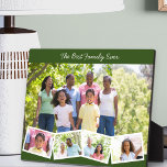 Beste familie ooit - Aangepaste foto Collage Green Fotoplaat<br><div class="desc">Hou je familie dicht bij dit mooie plaatje in de stijl van het esel. De sjabloon voor is opstelling klaar voor u om 5 van uw favoriete foto's toe te voegen. De hoofdfoto zal als achtergrond worden gebruikt en de resterende 4 foto's zullen in een zigzag fotostrip langs de bodem...</div>