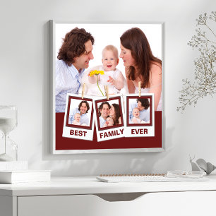 Beste Familie Ooit Aangepaste Rode 4 Foto Collage Poster