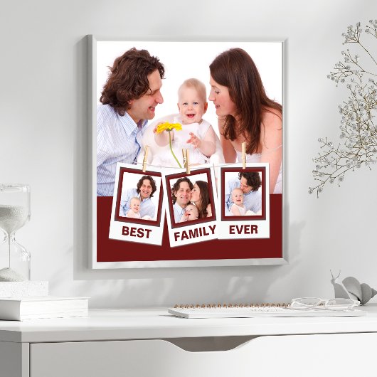 Beste Familie Ooit Aangepaste Rode 4 Foto Collage Poster