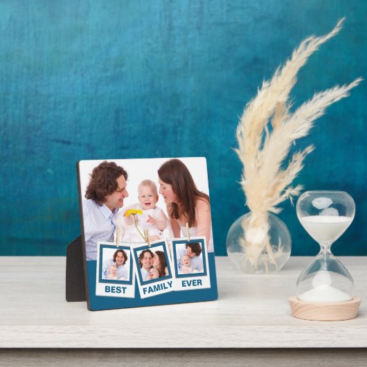 Beste familie ooit op maat 4 fotocollage blauw fotoplaat (Insitu)