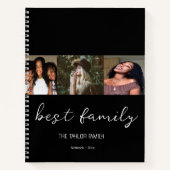 Beste Familie Recept Collage Foto Zwart Script Notitieboek (Voorkant)
